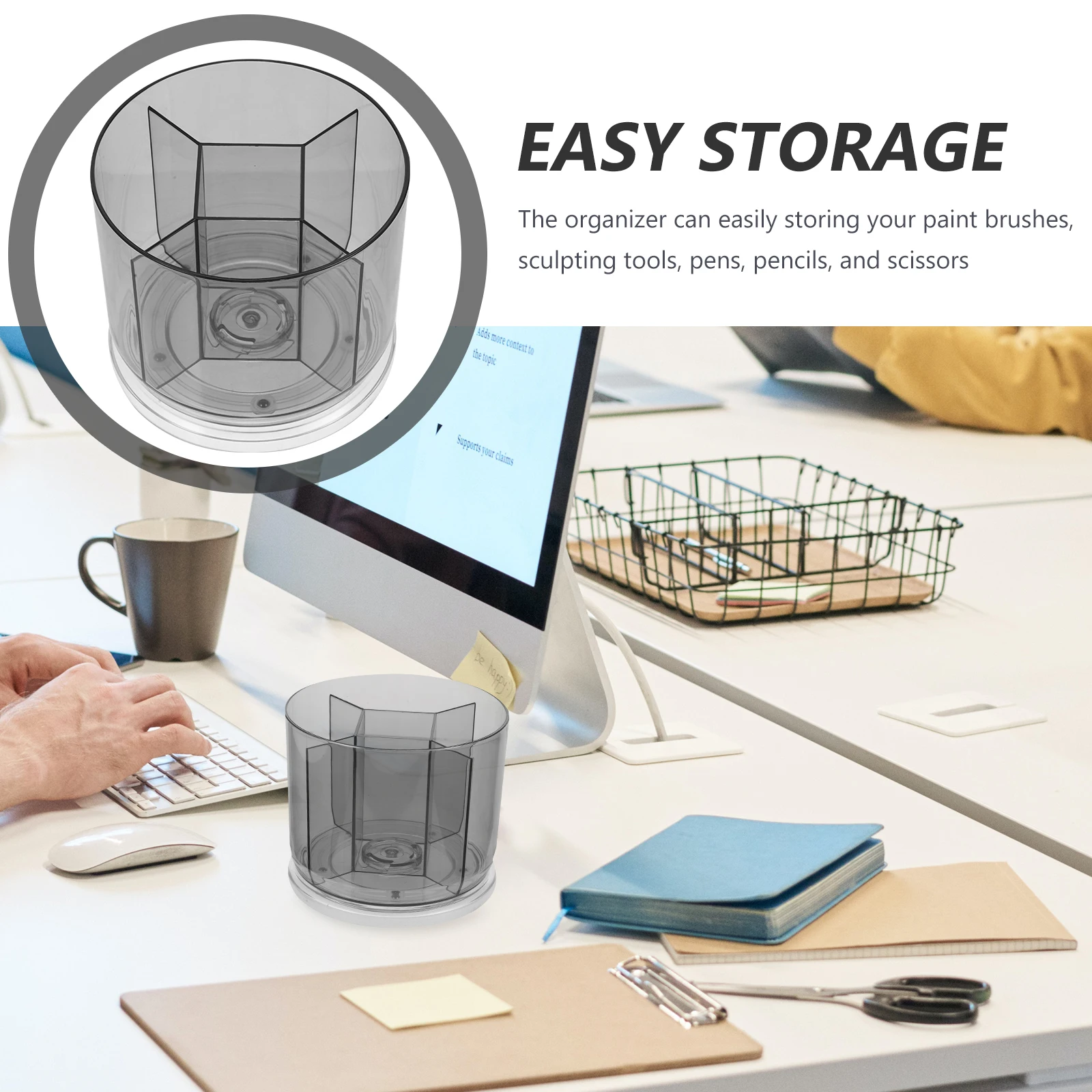 

Multi-layer Desk Pen Holder Blue Pencil Case Penholder Storage Cup Stationery Stand Supplies Organizer Office School Brush