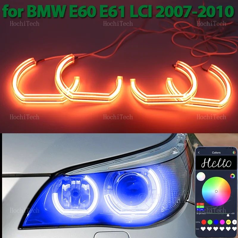 

Разноцветная светодиодная кольцевая лампа RGB с управлением приложениями «ангельские глазки» для BMW E60 E61 520i 525i 530i 540i 545i 550i M5 facelift 2007-2010