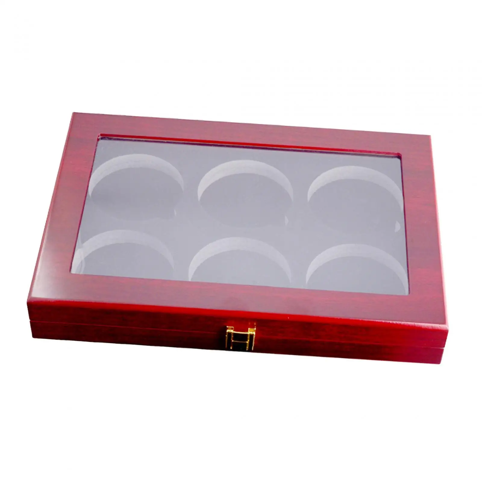 

6 Holes Hockey Puck Display Case Wood Memorabilia Display with Lock Cabinet Holder Rack Puck Holder Storage Cabinet