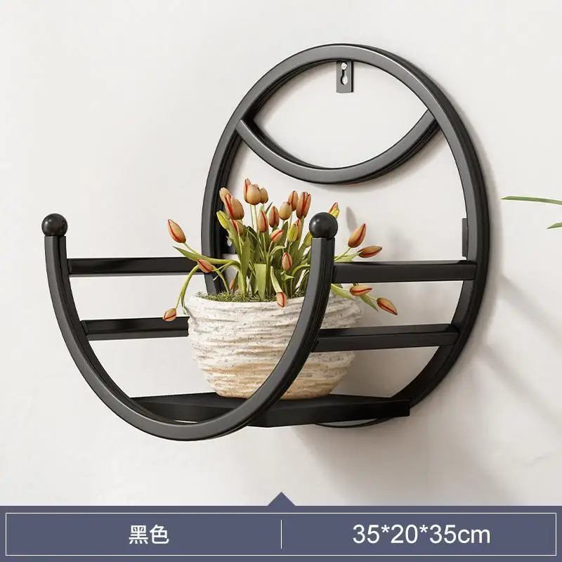Wall hanging flower stand against the wall Balcony wrought iron non-punching green dill succulent flower pot plant flower stand