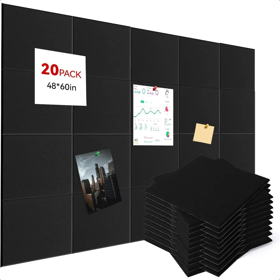 لوحة الفلين الكبيرة البديلة 20 حزمة 60 "x 48" بلاط الحائط مع علامات تبويب لاصقة آمنة قابلة للإزالة بلاط الحائط الفلين لوحة الإعلانات Ho #1