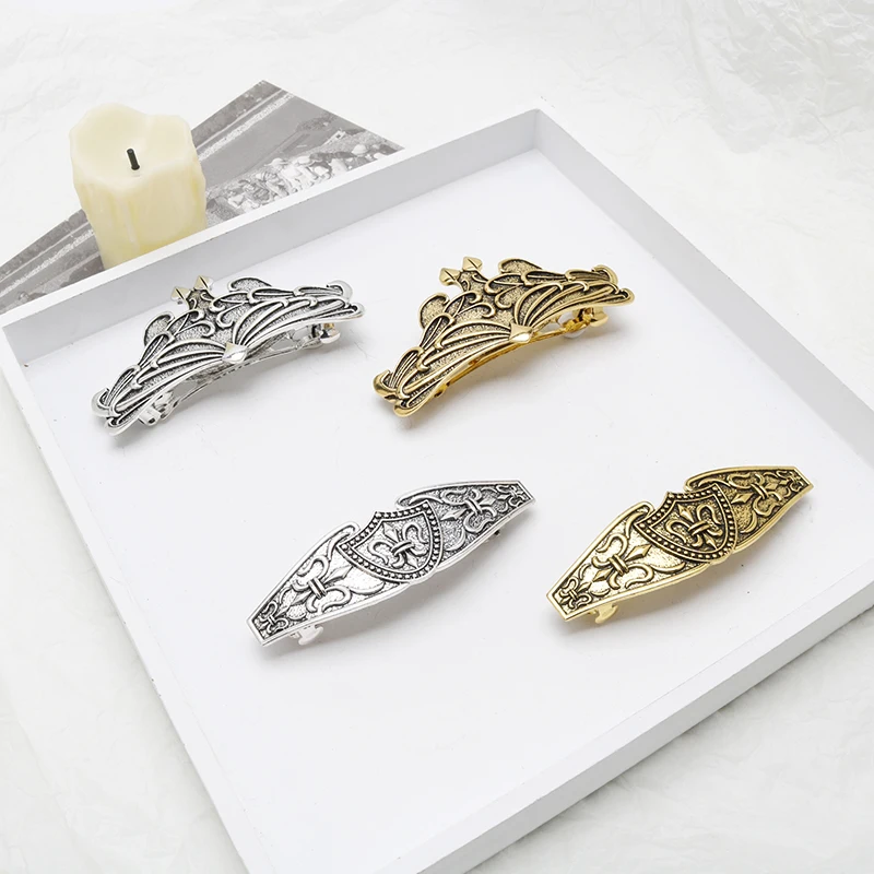 Viking Hairpin Nordic Celtics Knots Crown Vintage Metal Hair Barrettes Dragons Slide Hair Clip Women Hair Jewelry Accessorie