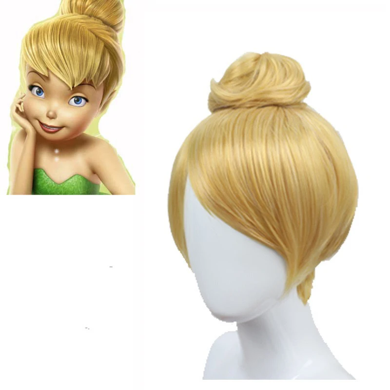 Fairy Tinker Bell Tinker Bell Cosplay Wig Fashion Girl Gold Bun Simulated Hair Masquerade Festival Party Full Wig Wholesale
