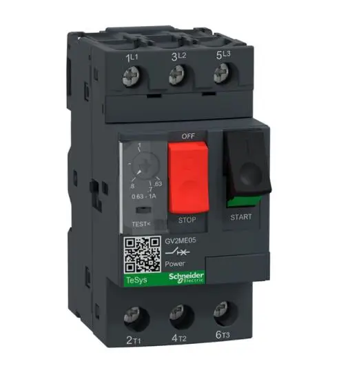 GV2M05 GV2-ME05 GV2ME05  Motor circuit breaker, TeSys GV2, 3P, 0.63-1 A, thermal magnetic, screw clamp terminals