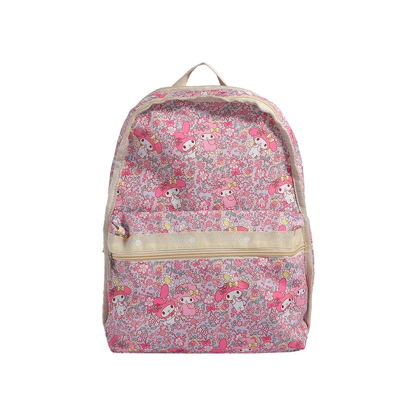 Romantic Sakura Melody Cartoon Co-branded School Bag Middle School Girls Large Capacity Lightweight Cute Fashion Double Backpack