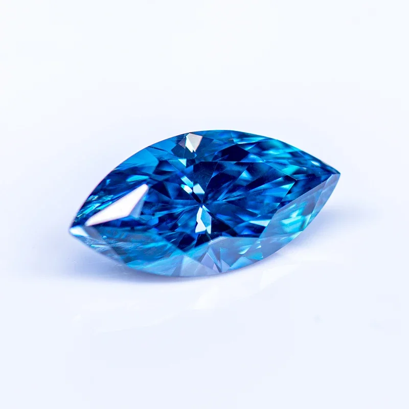 Moissanite Stone Gemstone Marquise Cut Sapphire Blue Color Lab Grown Diamond Charms Woman Jewelry Making with GRA Certificate