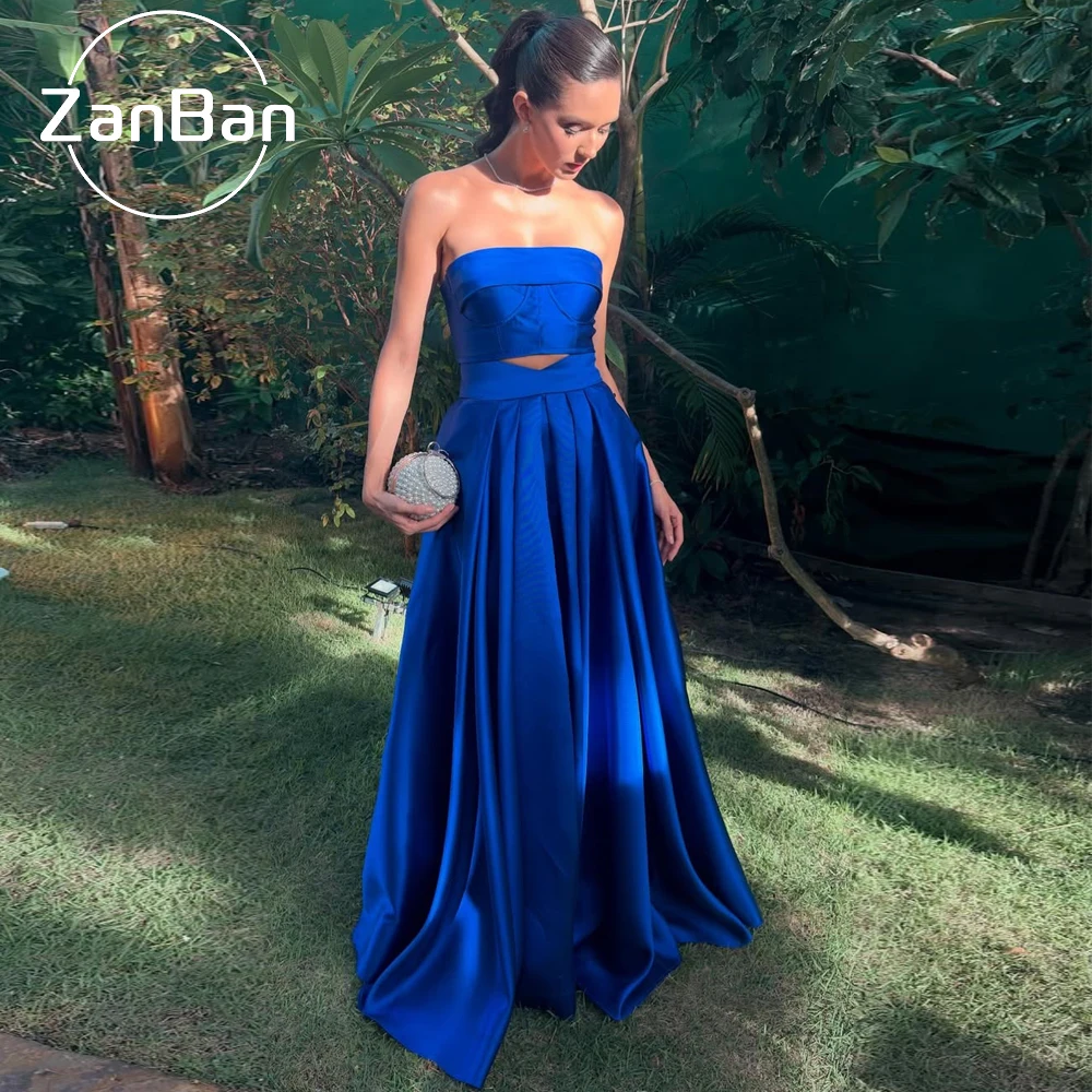 Royal Blue Strapless Dress Bridesmaid Wedding Dress Long Royal Blue Bridesmaid Dresses Royal Blue main image 3