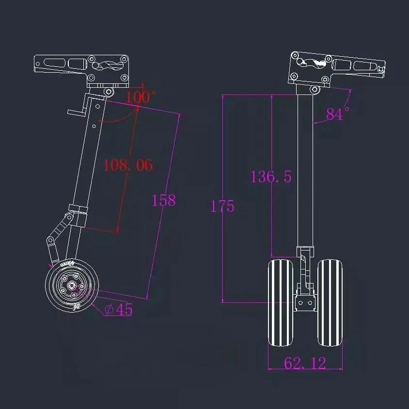 Train d'atterrissage personnalisé XAERO ER120 pour Jet RC, train de roulement en aluminium robuste avec hauteur réglable, modèle de Turbine à l'échelle 1/5-1/6