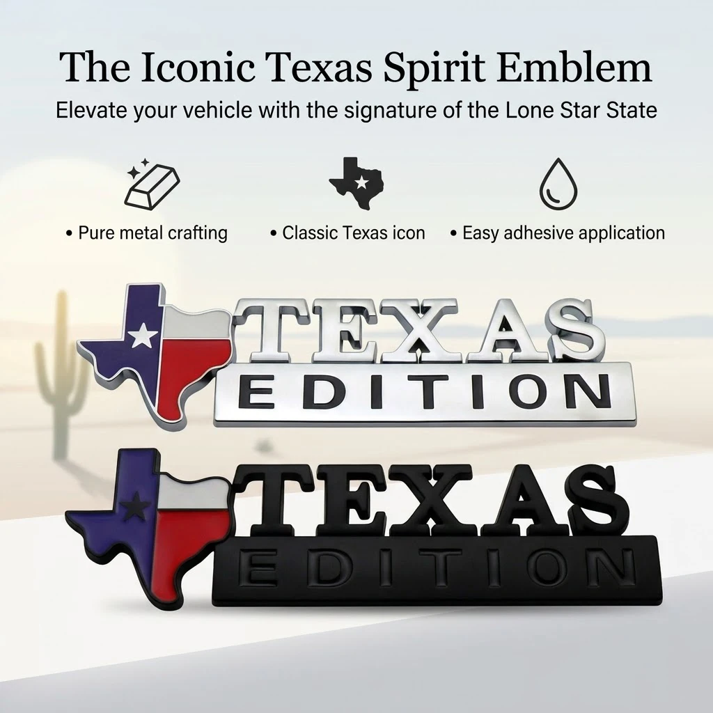 

3D Texas Edition Emblem Badge Sticker Metal ABS Universal Off Road Rear Trunk Tailgate Logo Decal Car Styling Trim