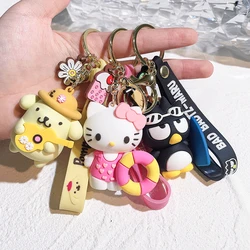 Kawaii Sanrio Keychain Kuromi Cinnamoroll Pom Pom Purin Pvc Doll Key Chain Melody Hello Kitty Car Keyring Bag Pendant Kids Gifts