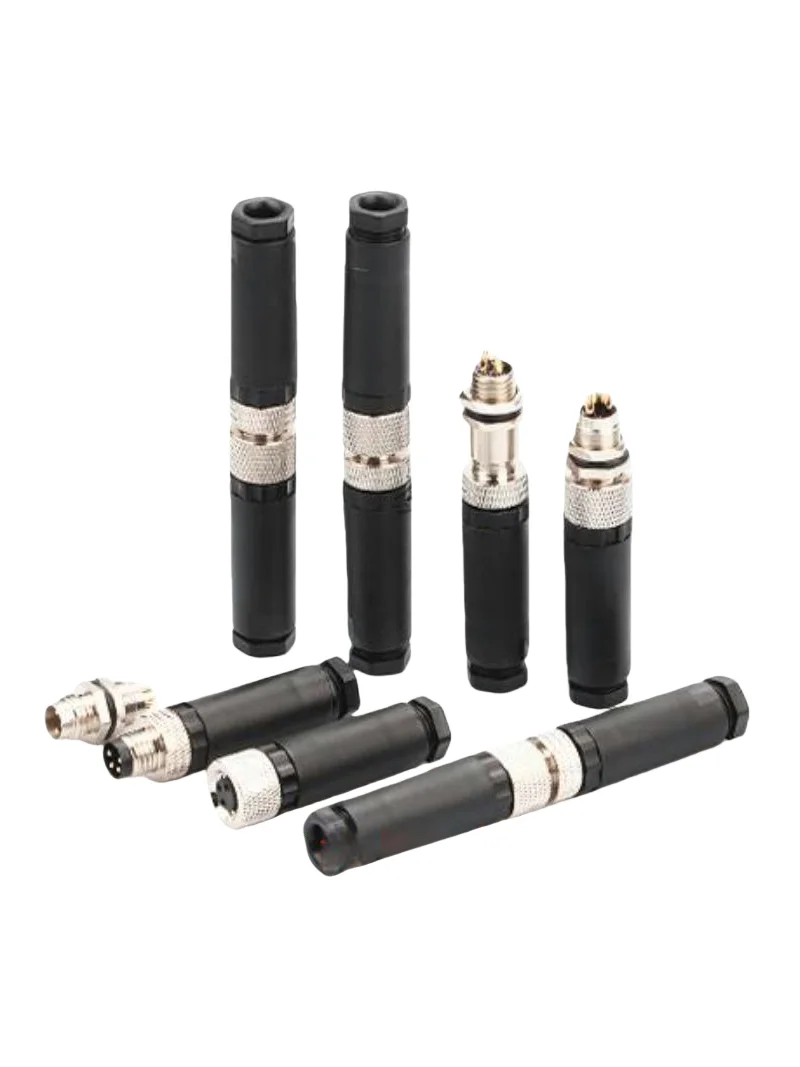 M8 aviation plug waterproof connector flange base 3-core 4-pin hole male and female sensor welding-free straight and elbow metal