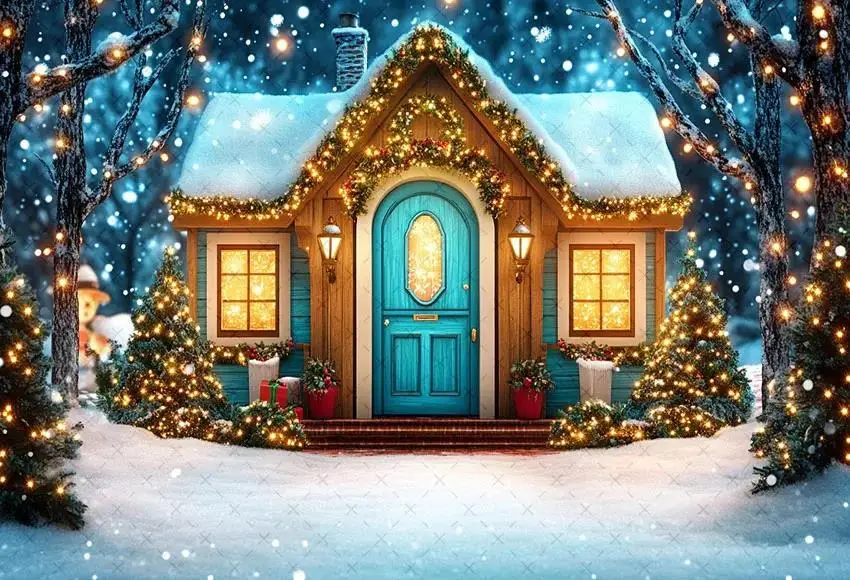 Winter Christmas Atmosphere Windows Photography Background Merry Christmas Glow Christmas Little Studio Backdrops AG-74