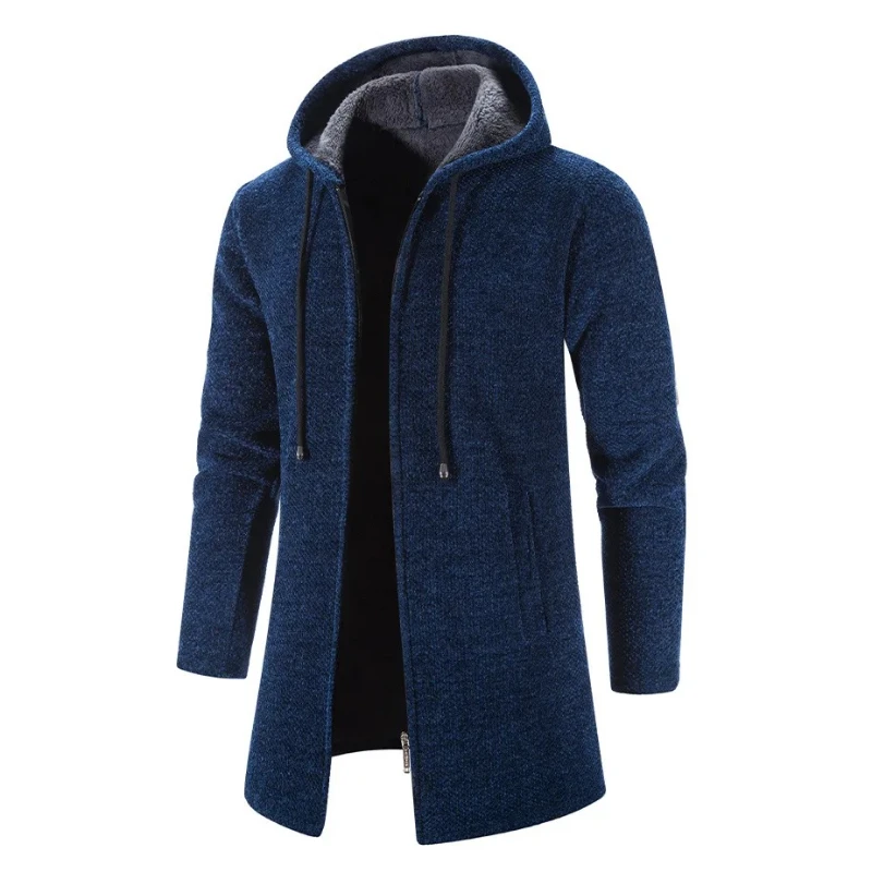 

New Men's Thicken Long Sweater Cardigan Autumn Zip Up Hoodies Sweatshirts for Men Winter Zipper Knitted Jacket Mens Sweatercoat