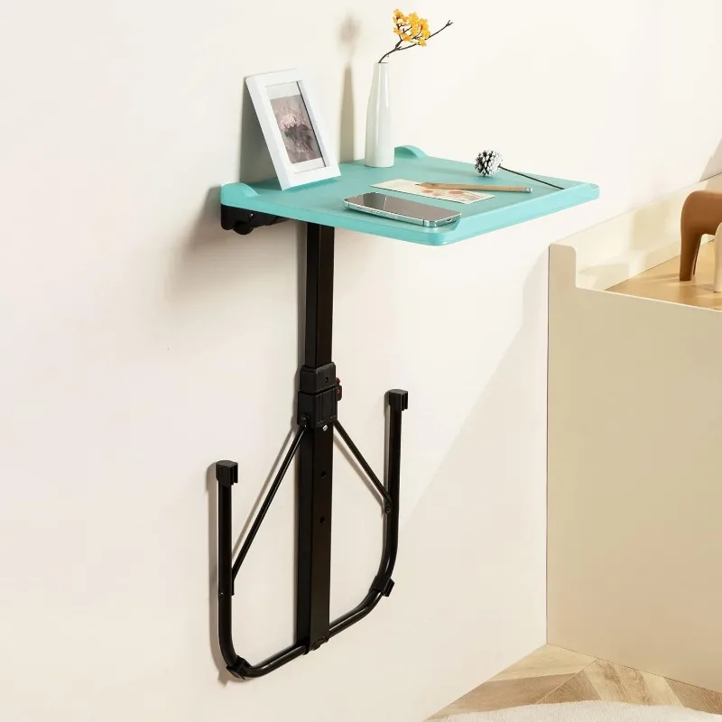 Mesa plegable con bandeja para TV, mesas de comedor para TV ajustables para comer y portátiles, montable en la pared, azul claro