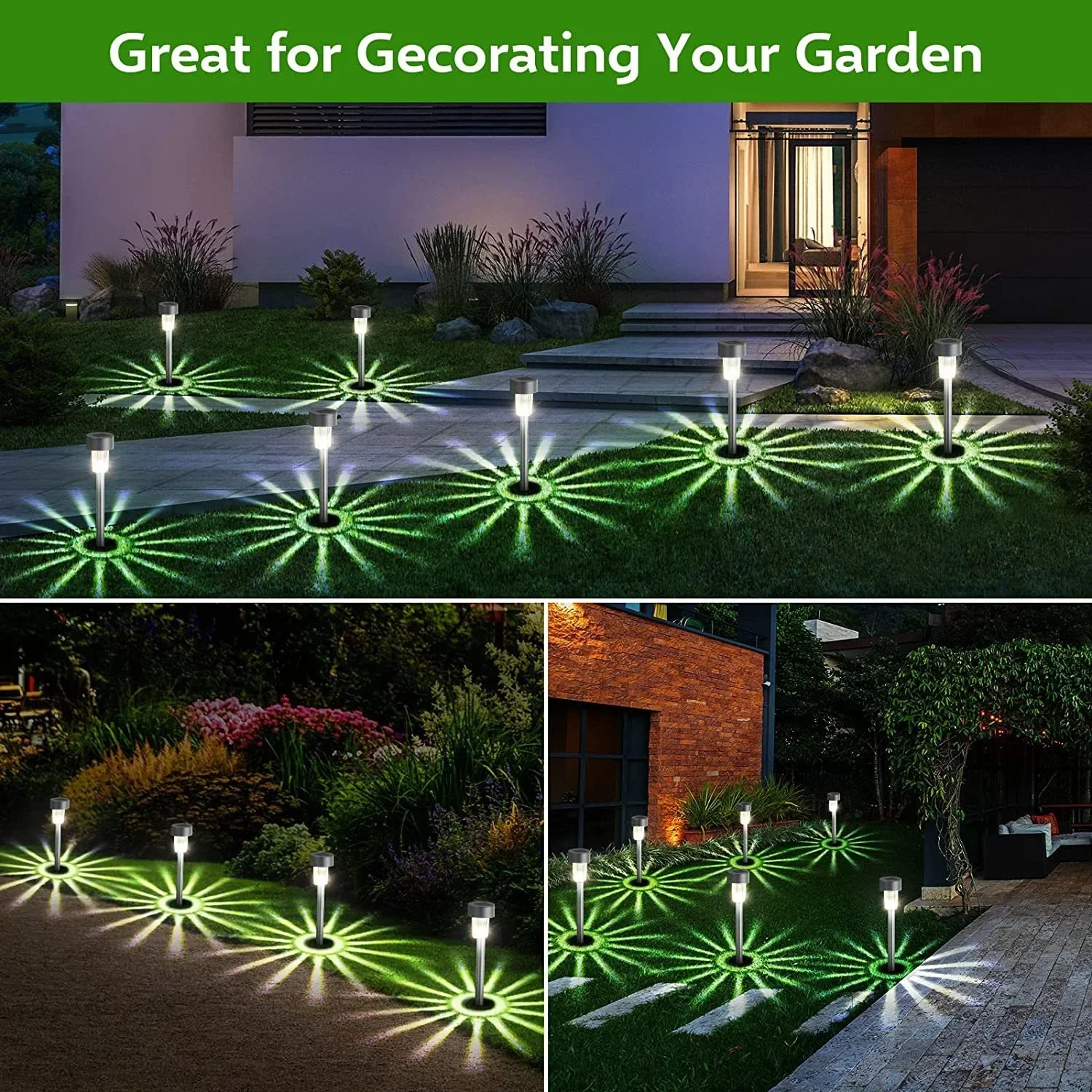 في الهواء الطلق الشمسية الفولاذ المقاوم للصدأ مصباح أنبوبي صغير فناء الديكور مصباح بعمود الحديقة إدراج مصباح الليل الصغيرة #4