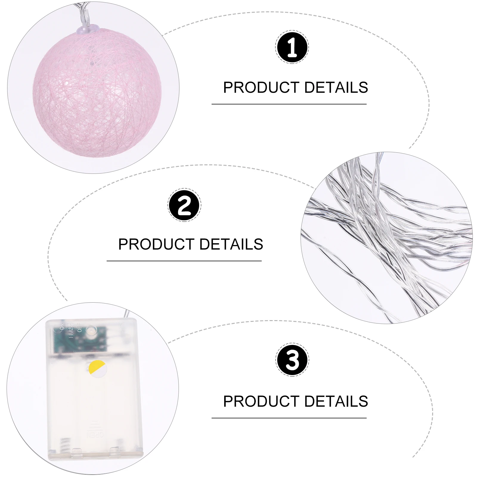 1 مجموعة LED خيط القطن الكرة سلسلة أضواء 20 المصابيح الزخرفية الملونة مهرجان مصابيح حفل زفاف غرفة نوم الذكرى الإضاءة