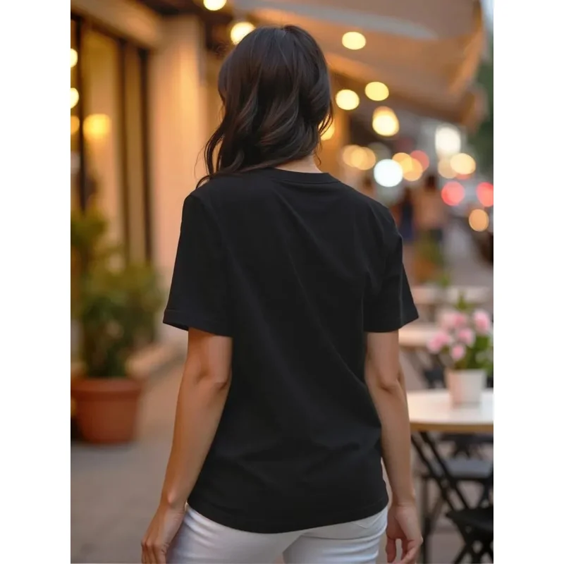 Women's Crew Neck Short Sleeve T-Shirt, Leopard Print Star Heart Moon Bow Graphic Tee, Casual Summer Loose Fit Tops