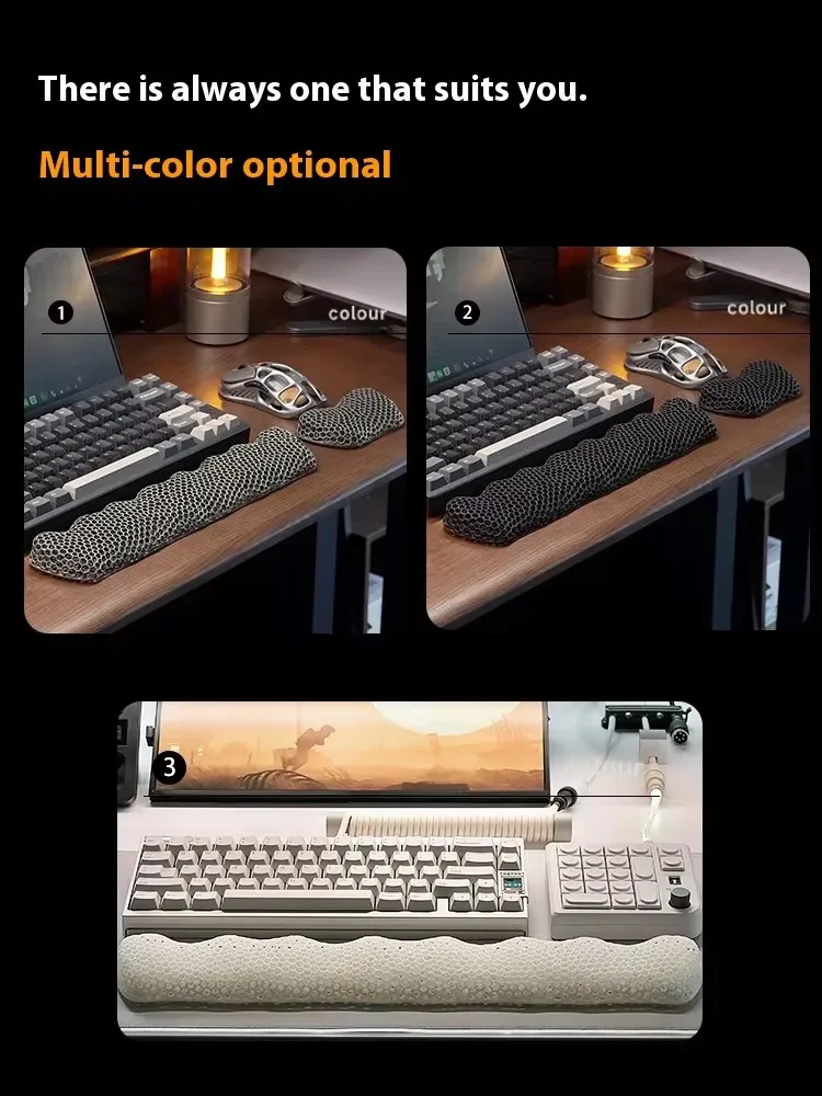 Zpdt bantalan pergelangan tangan Resin UV dapat disesuaikan, Keyboard mekanik motif 3D, penyangga tangan, tetikus ergonomis antilembap untuk kantor