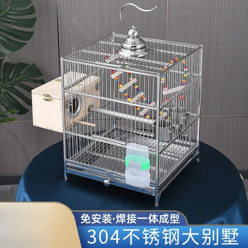1004 starling cage household stainless steel bird thrush starling tiger skin peony ornamental bird cage parrot