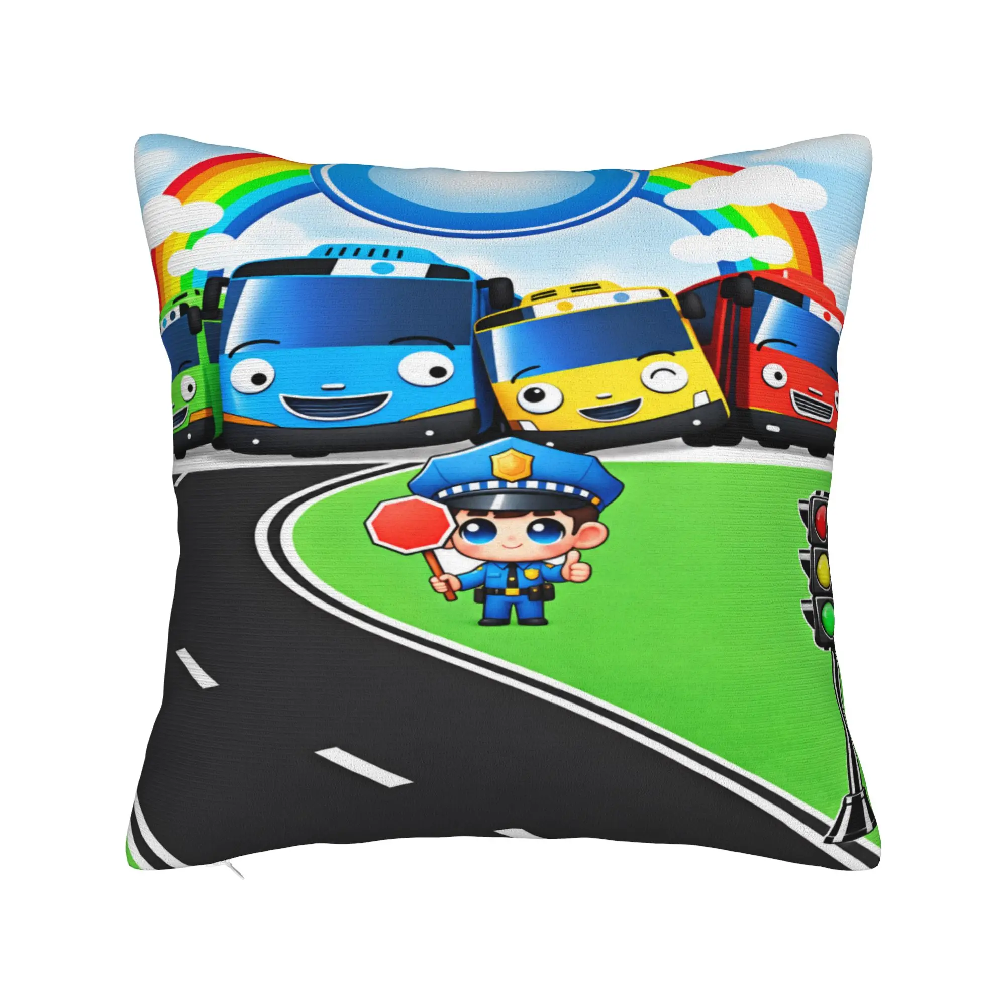 T-Tayo the L-Little Bus  Pillow Cover  Comfy Cushion Cover Funny Pillow Case For Sofa Home Decoration