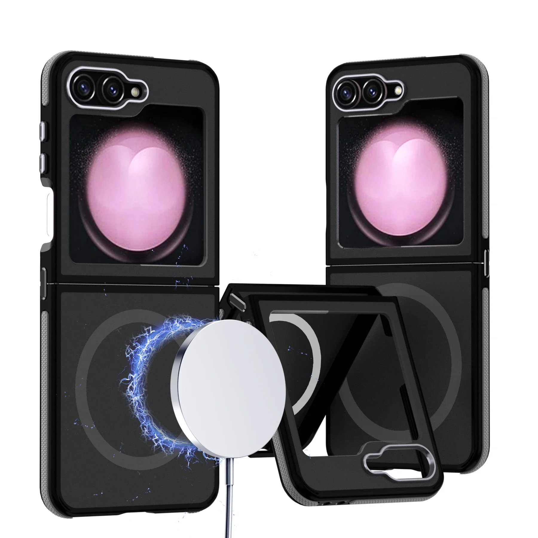 Business Matte for Magsafe Case for Samsung Galaxy Z Flip 7 6 5 ZFlip Flip6 Wireless Charging PC TPU Armor ZFlip7 ZFlip6 Cover
