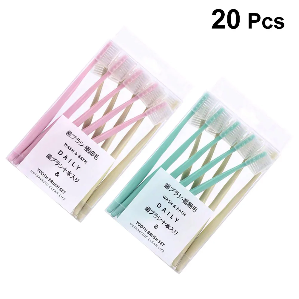 

20pcs Fine Soft Bristle Toothbrush Small Head Deep Teeth Portable Manual Dental Care With Dust-Proof Cover Ultra