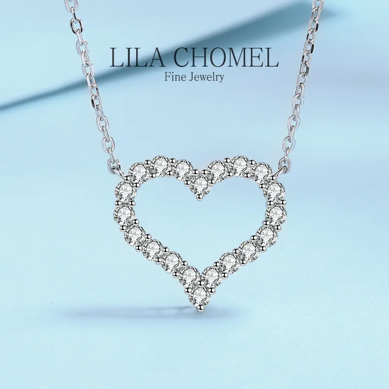 

Luxury female PT950 Platinum Pendant Birthday Gift 0.3/0.6/1.2/2 Carat Pass Tested Moissanite Diamonds Heart Necklace for Women