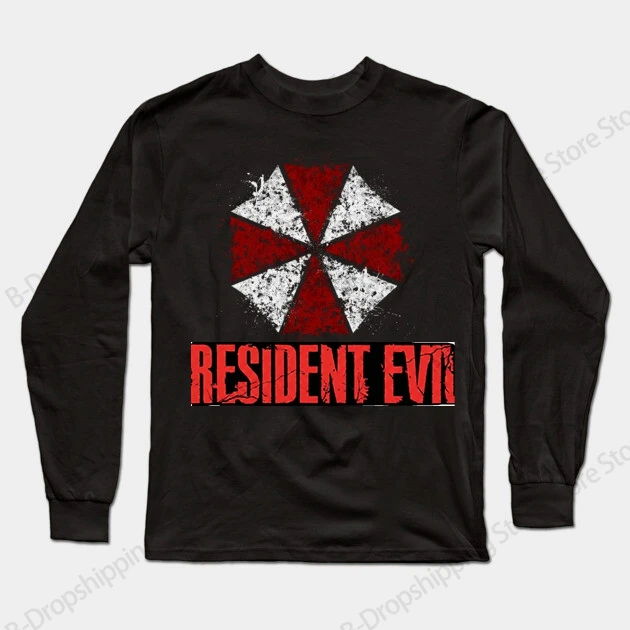 Mens New Movie Long Sleeve T-shirt Resident Evil Umbrella 3D Print Tshirt Men Women Fashion Breathable Tops Tees Mens Clothing