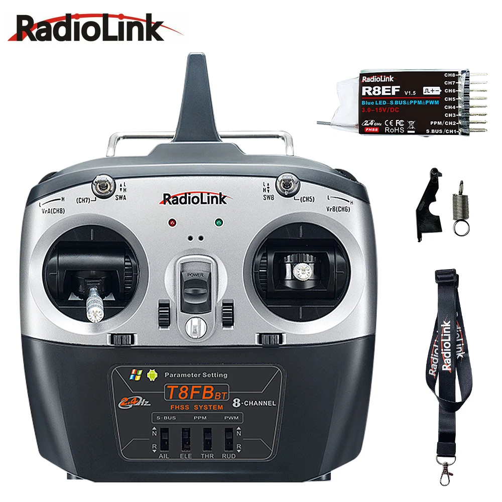 

Radiolink T8FB BT 8 Channel 2.4G Radio Controller with Receiver R8EF Remote Transmitter for FPV Drone Fixed Wing Airplane