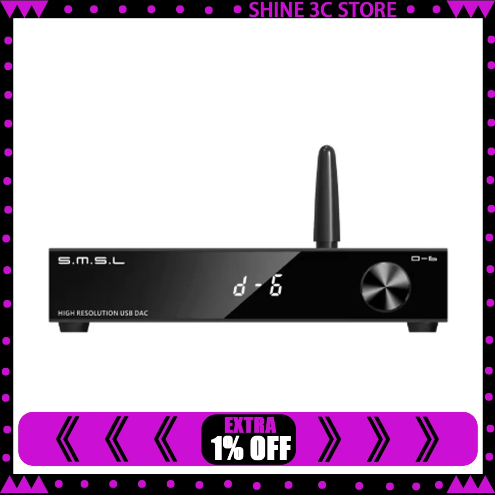 SMSL D6 S Wireless Bluetooth Audio Decoder Brand New ES9039Q2M Chip Decoder 4 High End Dual Operational Amplifiers OPA1612 Gifts