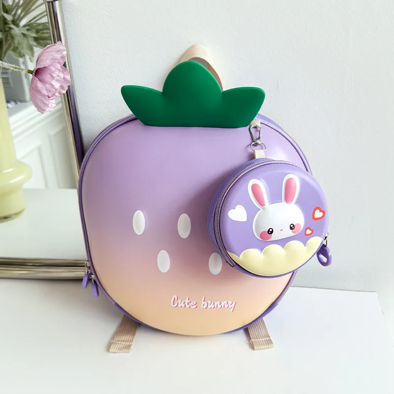 

Cartoon Children Backpack 3D Strawberry Cute Toddler School Bags Fashionable New Outdoor Kids Eggshell Bag Accessories