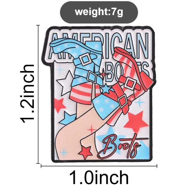 Amerikanische Stiefel Sternenförmige Cowgirl Emaille-Anstecknadel Retro Mode Abzeichen Brosche für USA Unabhängigkeitstag Rucksack Revers Schmuck Geschenk – Detail 1