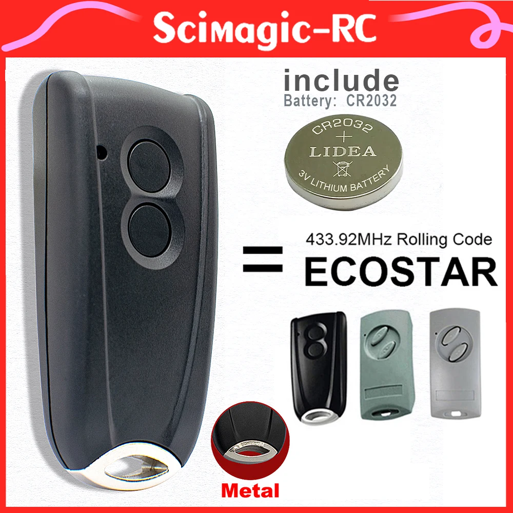 

ECOSTAR RSC2 RSE2 433MHz Rolling Code Garage Gate Door Remote Control For Liftronic 500 700 800 Receiver Have Battery