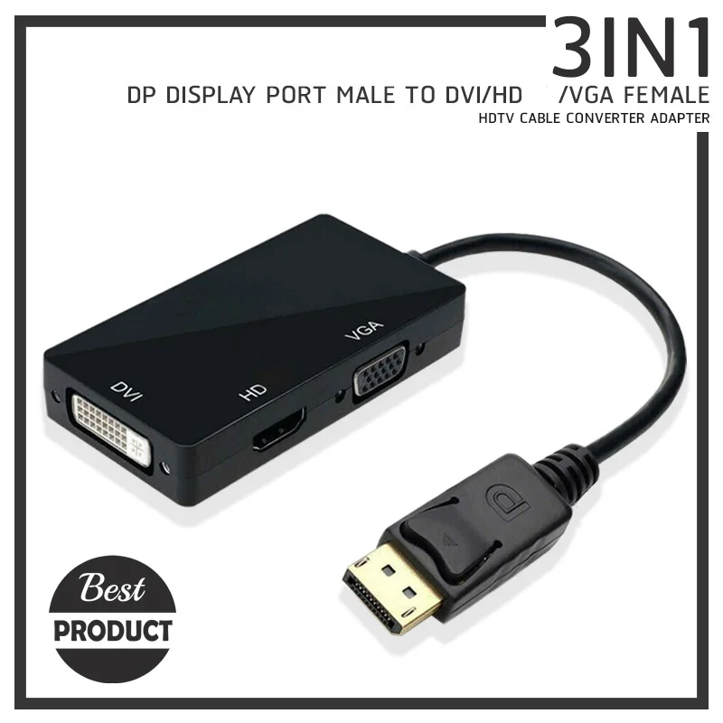 USB Hub Display Port Dp to HD DVI VGA Male to Female Three in One Adapter Conversion Cable OTG