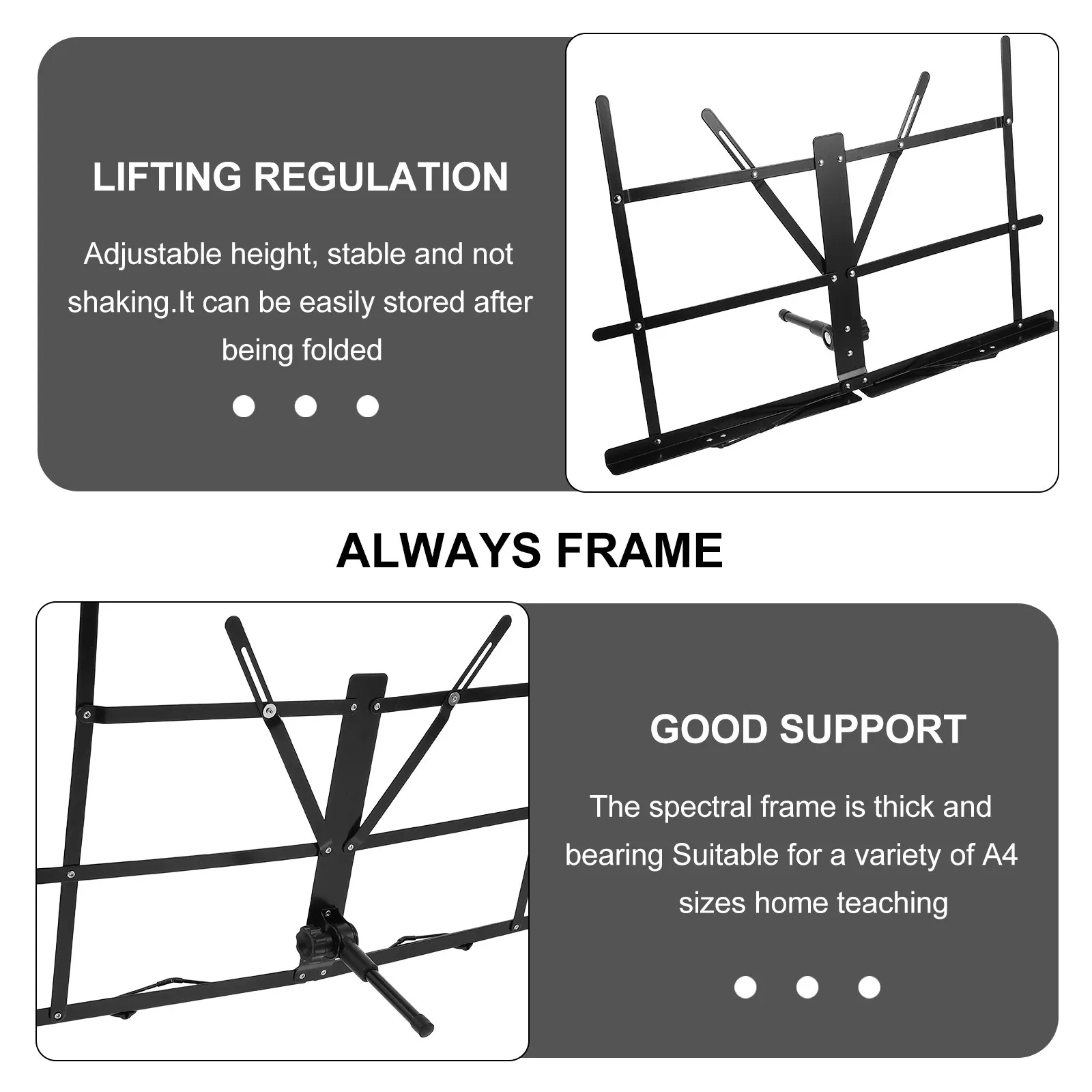 1Set Folding Music Stand Portable Adjustable Desktop Holder for Sheet Music Tablet Book Guitar Violin Travel Compact Carry view 2