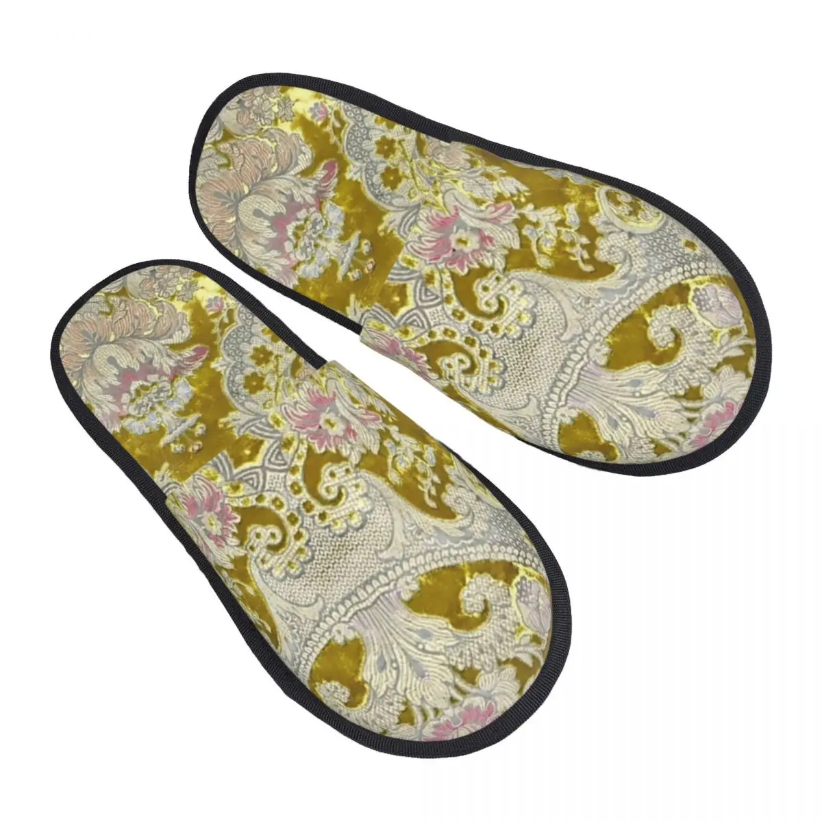 Chinelos de hóspedes damasco para mulheres, chinelo de impressão personalizada, barroco, italiano, quarto