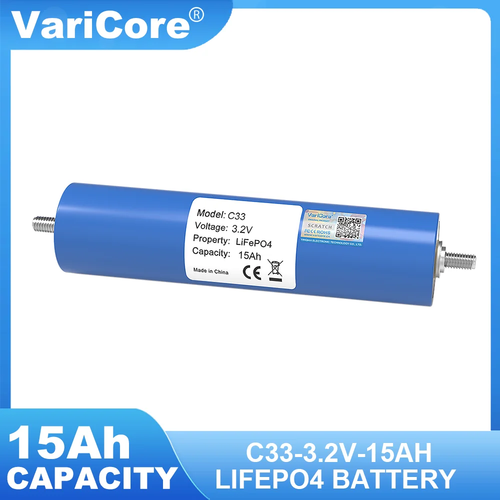 

VariCore 3.2V 15Ah LiFePO4 Battery C33 Lithium Phosphate Cell for 12V 24V Motorcycle Car motor Modification Inverter batteries