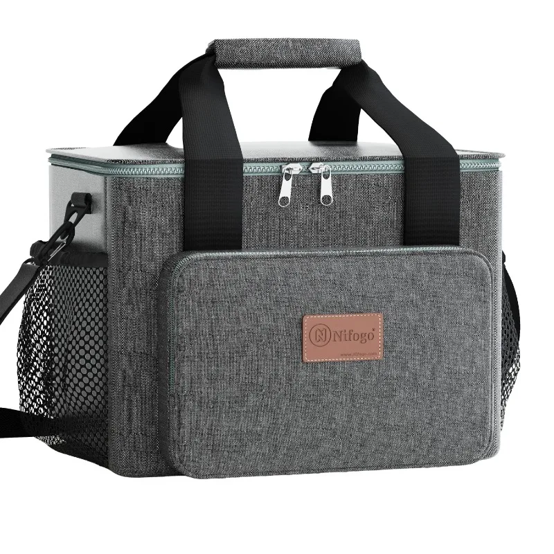 Insulated Cooler Lunch Bag, Large Capacity Leak‑Proof Thermal Tote Bag with Adjustable Shoulder Strap & Multi‑Pockets, Reusable Cooler Box for Picnic, Camping, Beach, Work Travel