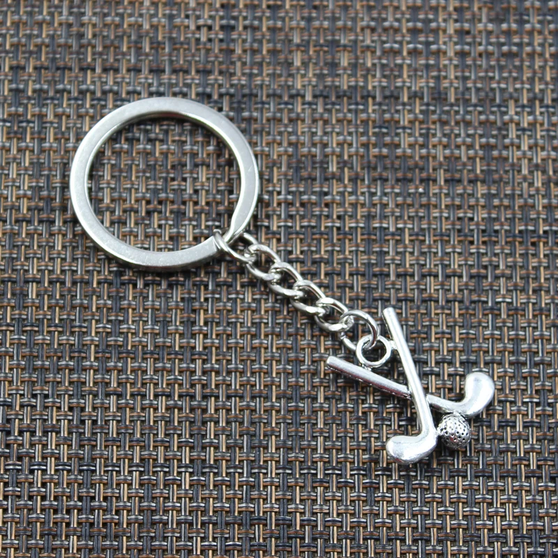 Fashion Keychain 25x22mm Hockey Stick Club Pendants DIY Men Jewelry Car Key Chain Ring Holder Souvenir For Gift