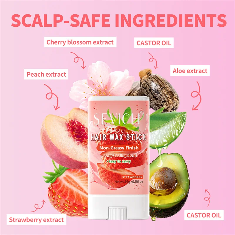 1 Buah Stik Lilin Rambut untuk Rambut Terbang dan Keriting, Rasa Buah, Stik Pomade Penata Rambut Portabel