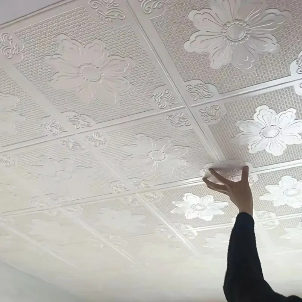35*35cm Self-adhesive Wallpaper Waterproof Peel and Stick Wall Sticker Anti-collision Bedroom Ceiling Bed Room Decoration