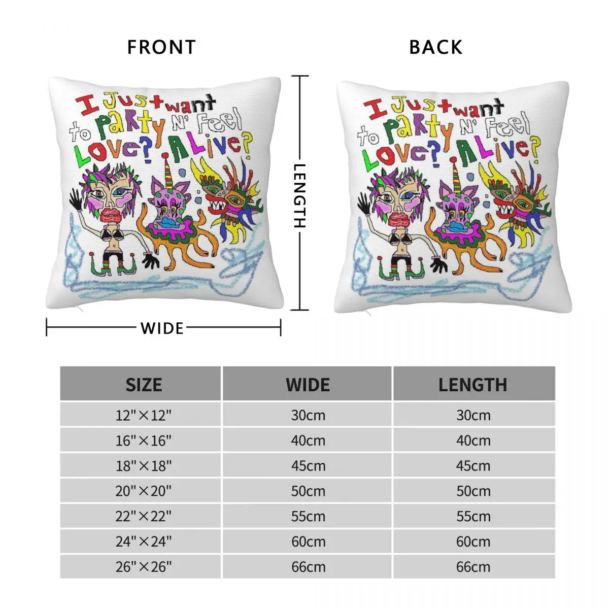 Party And Feel Love Alive Pillowcase Polyester Linen Velvet Pattern Zip Decor Home Cushion Cover 45x45