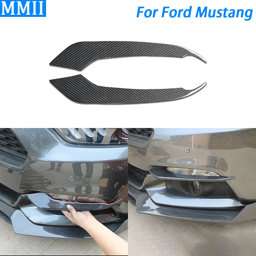 

For Ford Mustang 2015-2017 Real Dry Carbon Fiber Front Bumper Fog Light Lamp Wind Knife Cover Trim Car Retrofitting Accessories