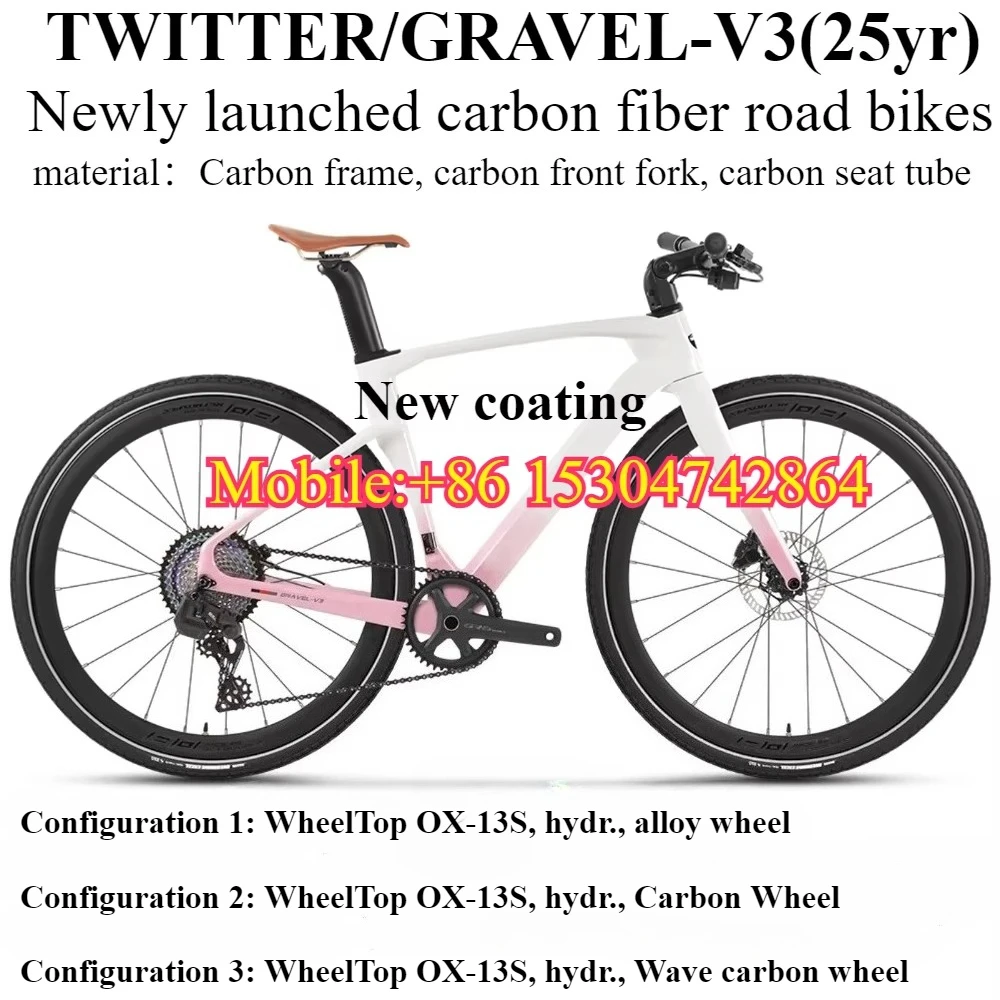 

TWITTER 2025 GRAVEL-V3(PB) внедорожный полностью карбоновый гравийный дорожный велосипедный дисковый тормоз WheelTop EDS OX-13 скорость беспроводной электронный