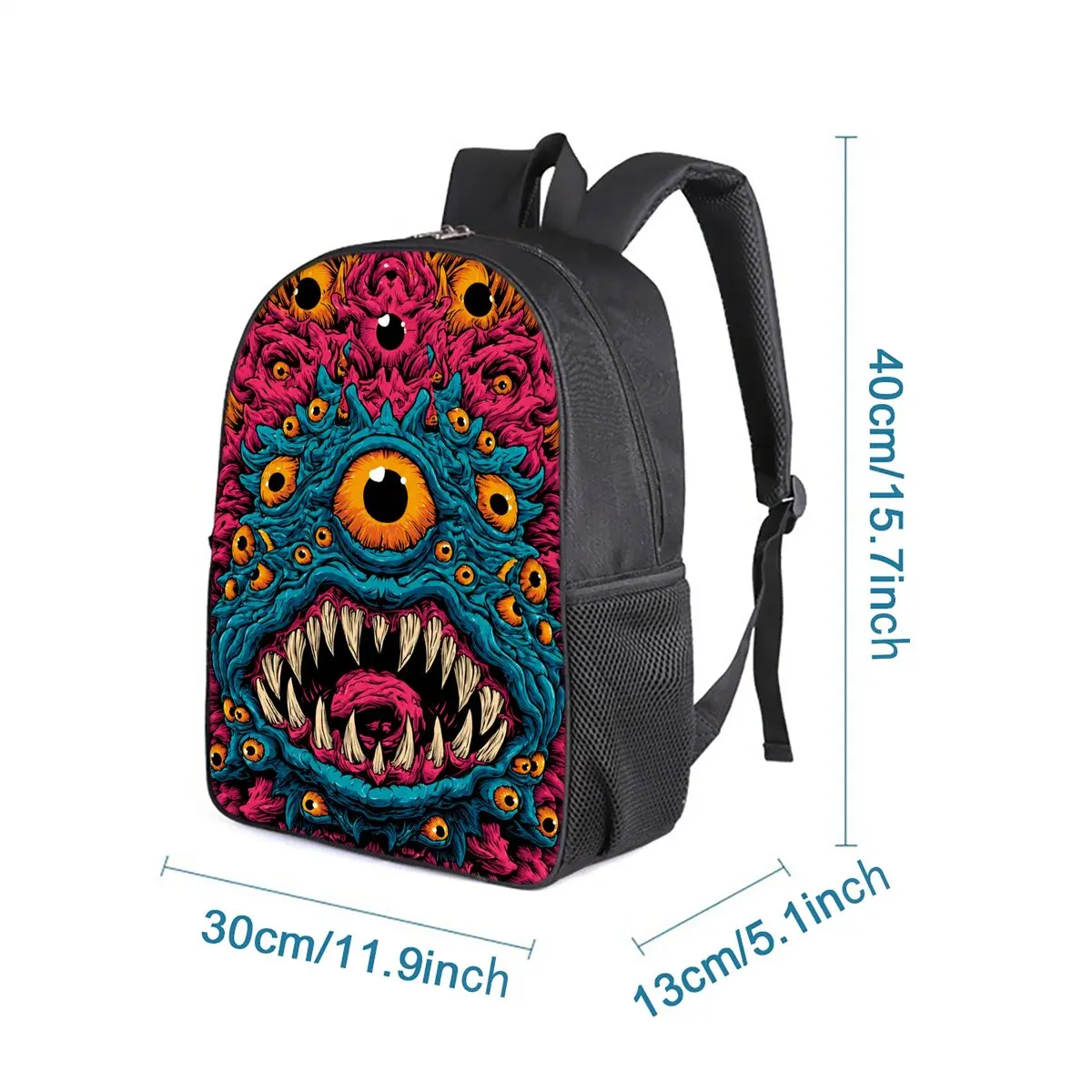 One Eyed Monster Print Single Layer Backpack Simple Style for Boys/Girls Children Best Gifts 2D Flat Cartoon School Bags