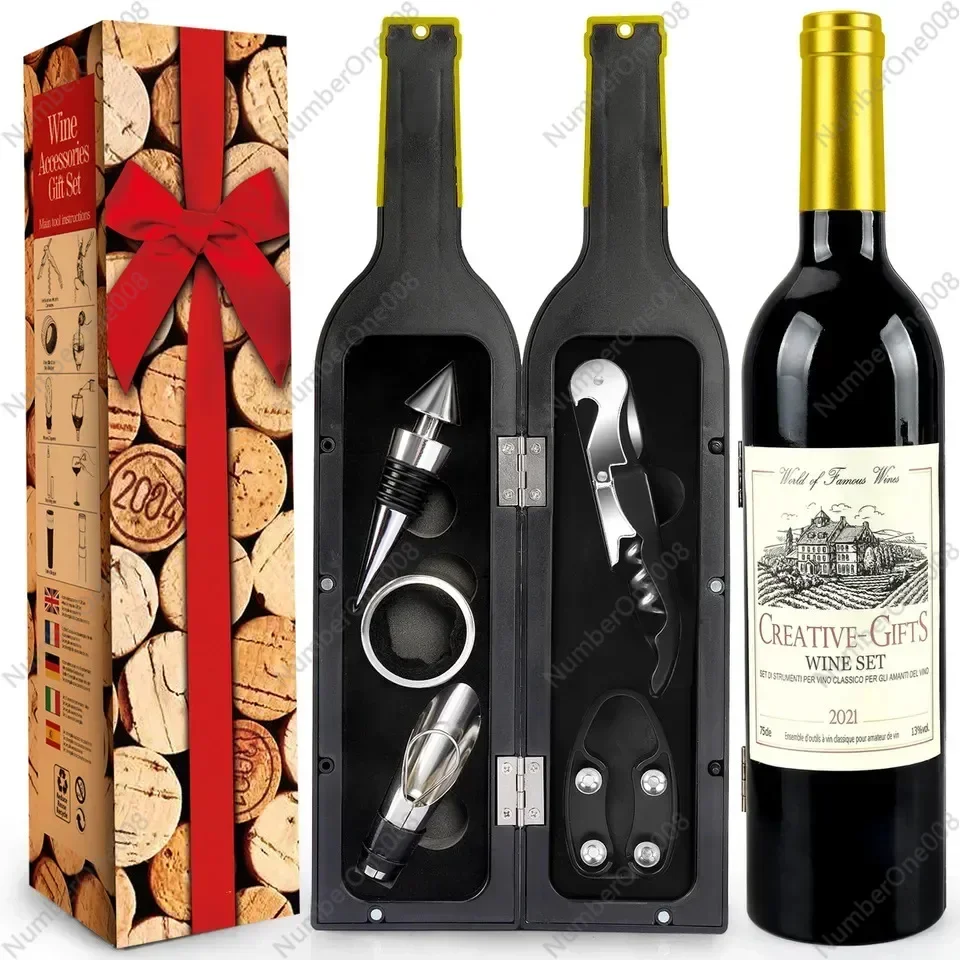 Red Wine Set, Large Wine Bottle Five-piece Set, Red Wine Tool Box, Bottle Opener