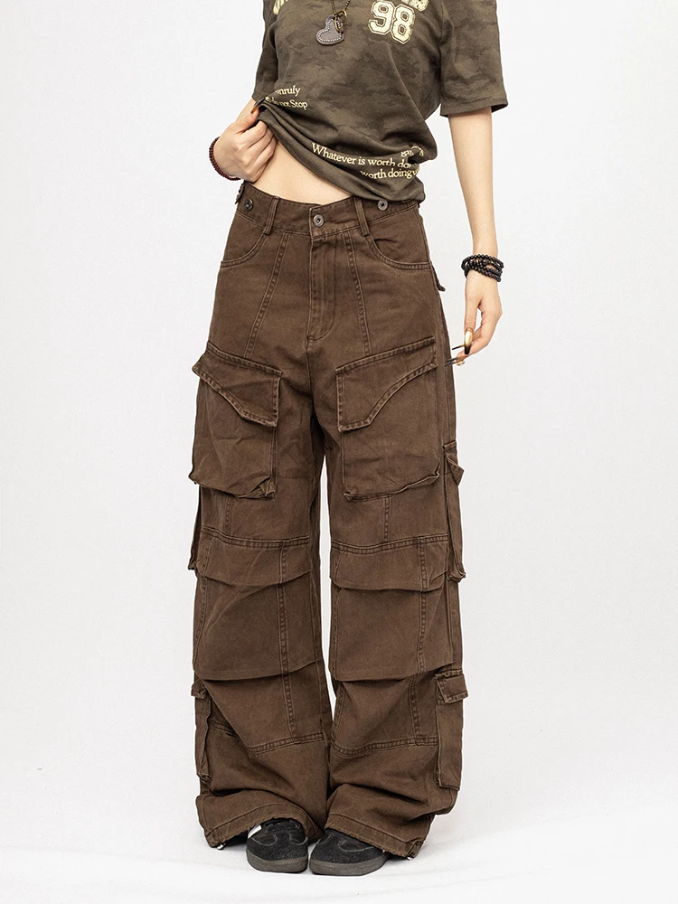 

OCTTFLAB Американские ретро-брюки в стиле Spicy Girl, женские свободные повседневные широкие брюки-карго, длинные брюки для женщин в уличном стиле