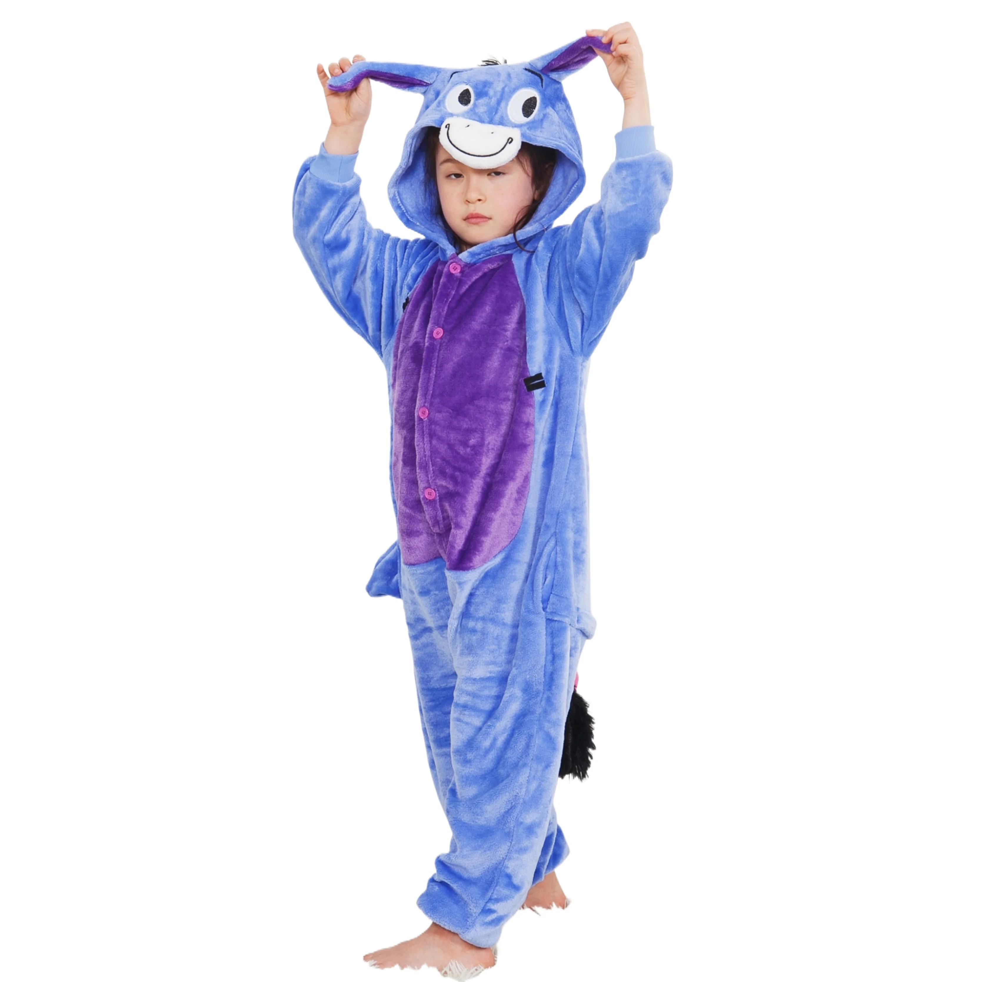 

Children's One-Piece Sleep Suits Kids Donkey Flannel Cartoon Animal Pajamas Halloween Christmas Performance Onesies Costumes