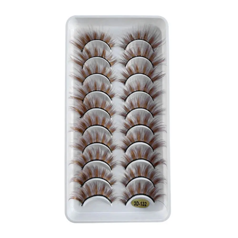 Volume Long Mink Lashes Wispy Brown Lashes False Eyelashes Natural Look Fake Eyelashes