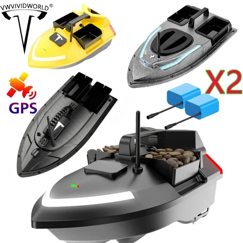 VWVIVIDWORLD ,Double Battery ,GPS , Ultra-long 12-hour Battery Life, Dual Batteries, Remote Control Fishing Bait Boat,VX